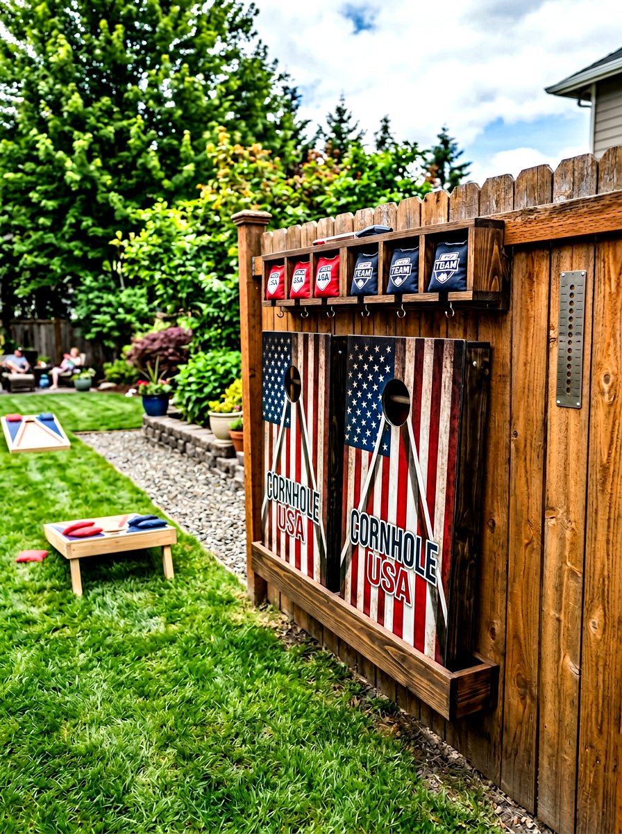 Cornhole Accessory Rack - 30 cornhole area ideas