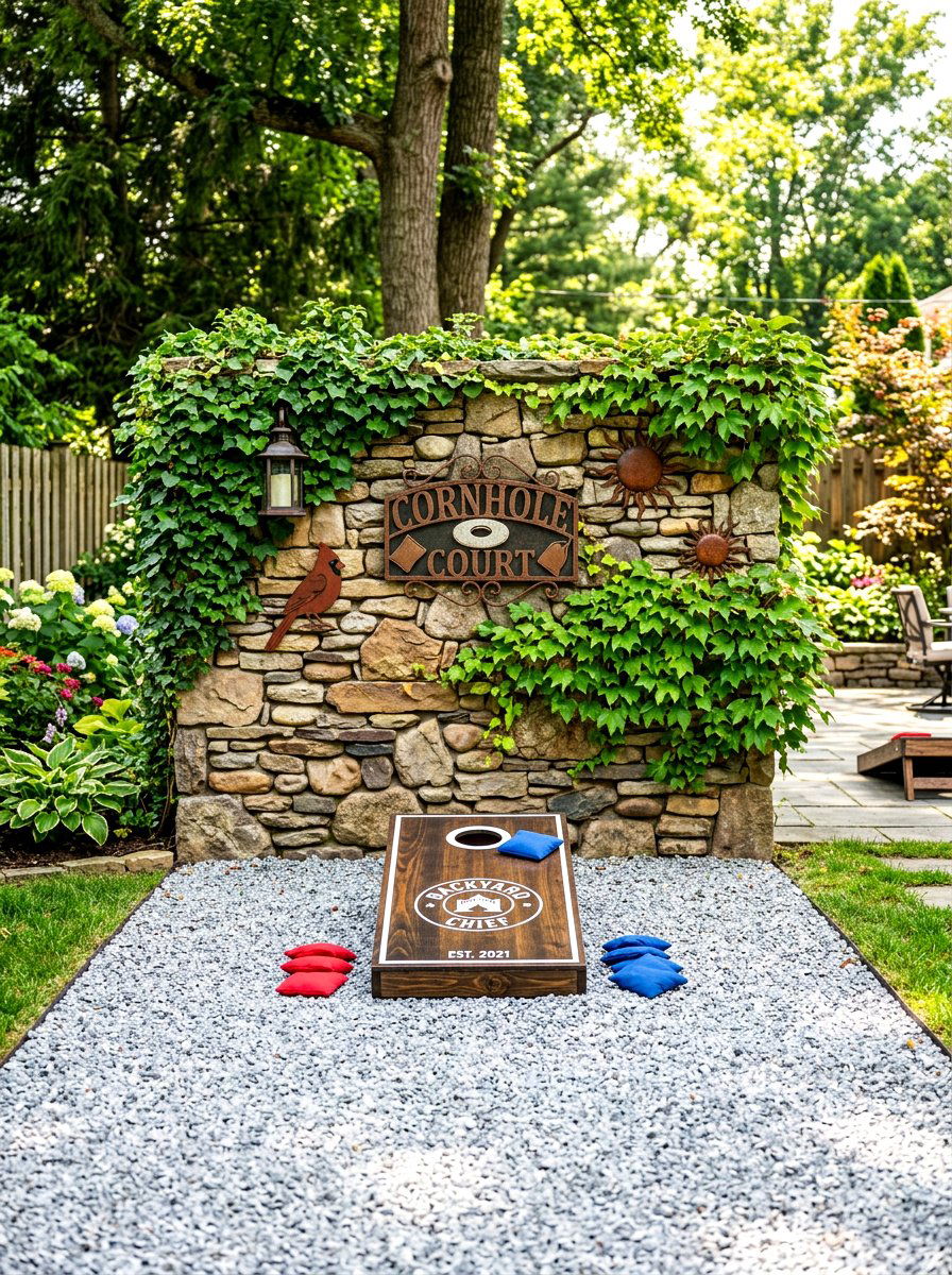 Cornhole Backstop Wall - 30 cornhole area ideas