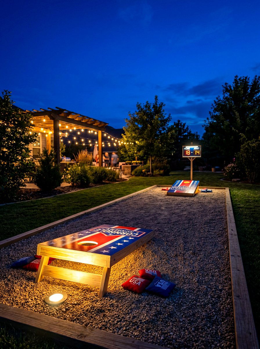 Cornhole Court Lighting - 30 cornhole area ideas