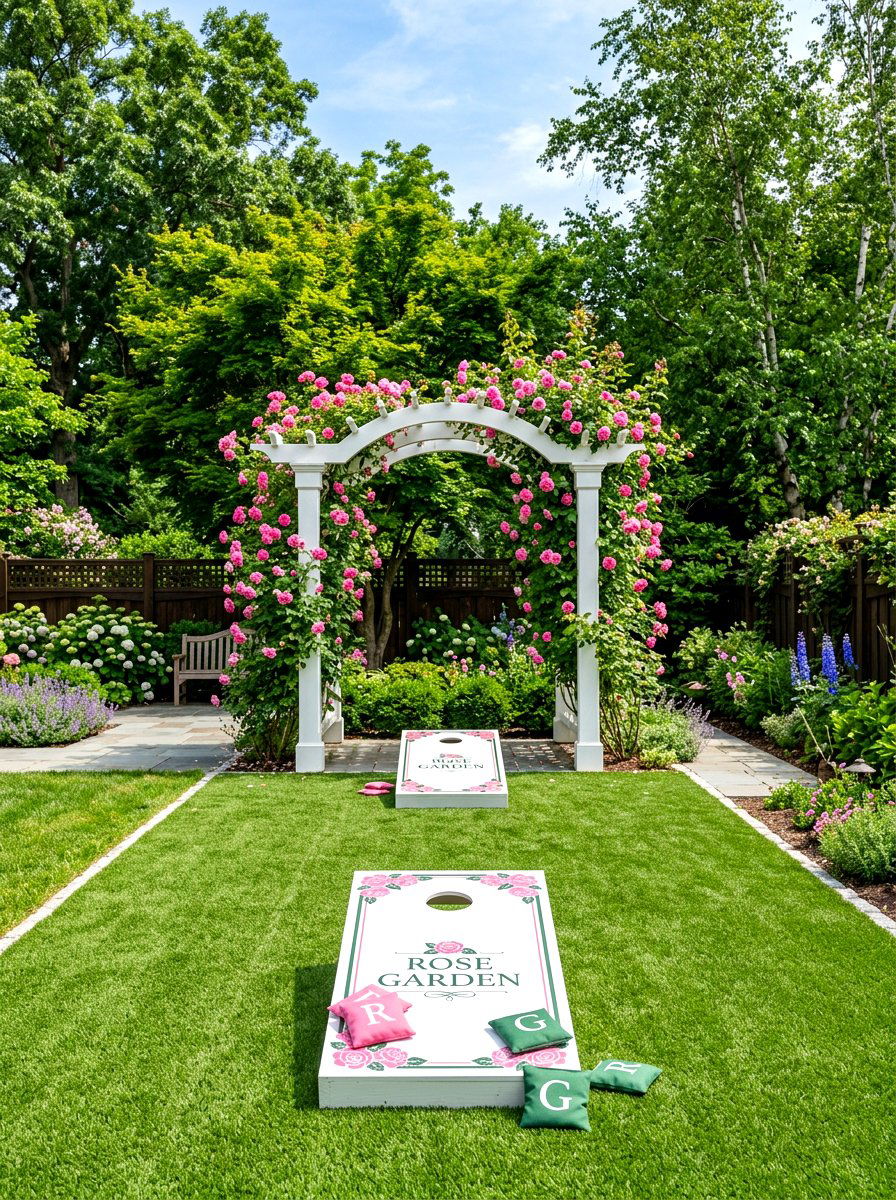 Cornhole Court Trellis - 30 cornhole area ideas