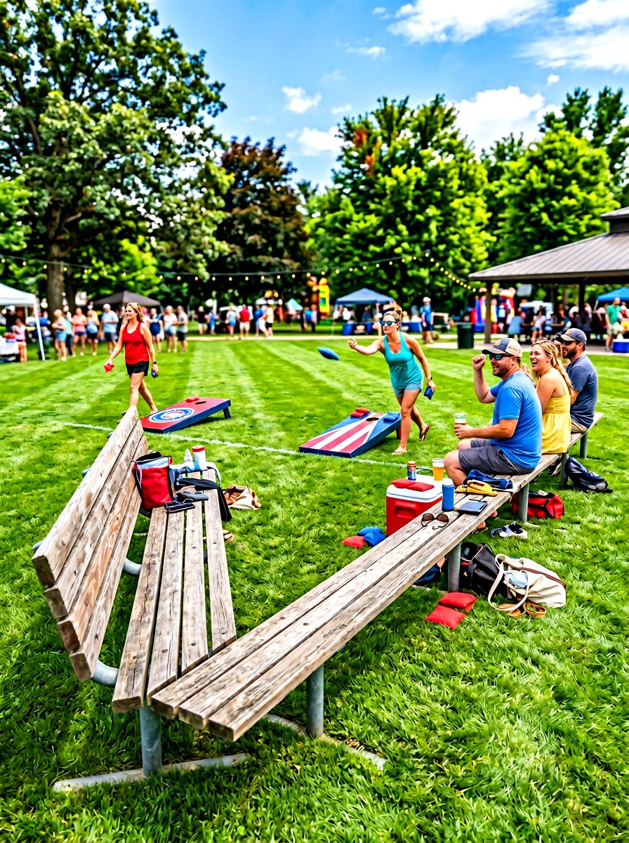 Cornhole Sideline Bench - 30 cornhole area ideas