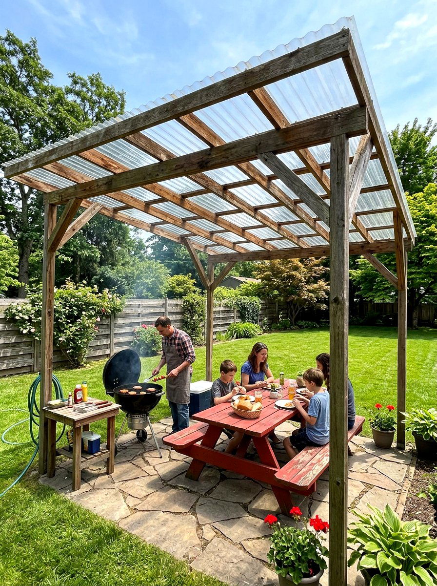 Corrugated Clear Plastic Patio Cover - 30 transparent patio roof ideas