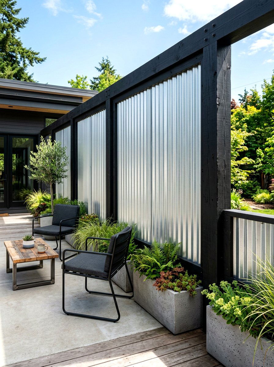 Corrugated Metal Deck Privacy - 30 deck privacy ideas