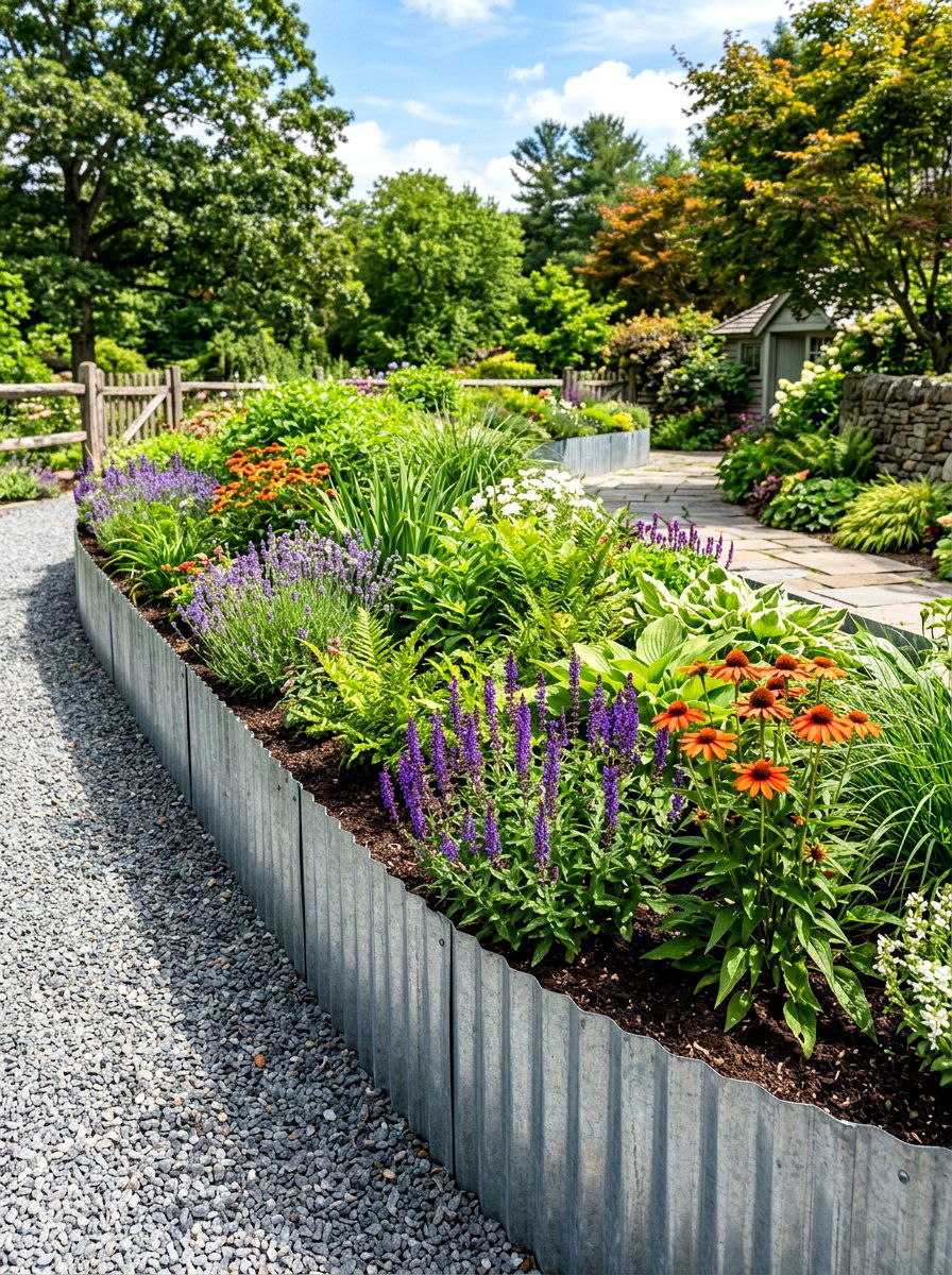 Corrugated Metal Edging - 30 mow strip ideas