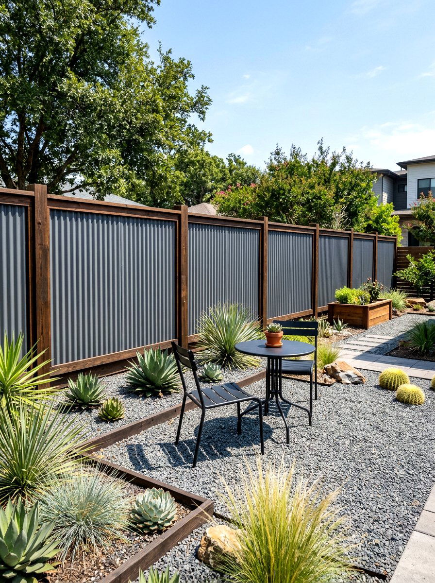 Corrugated Metal Fence - 30 privacy fence ideas