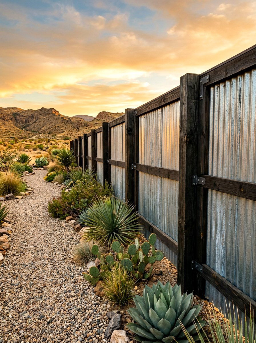 Corrugated Metal Fence - 30 fence ideas
