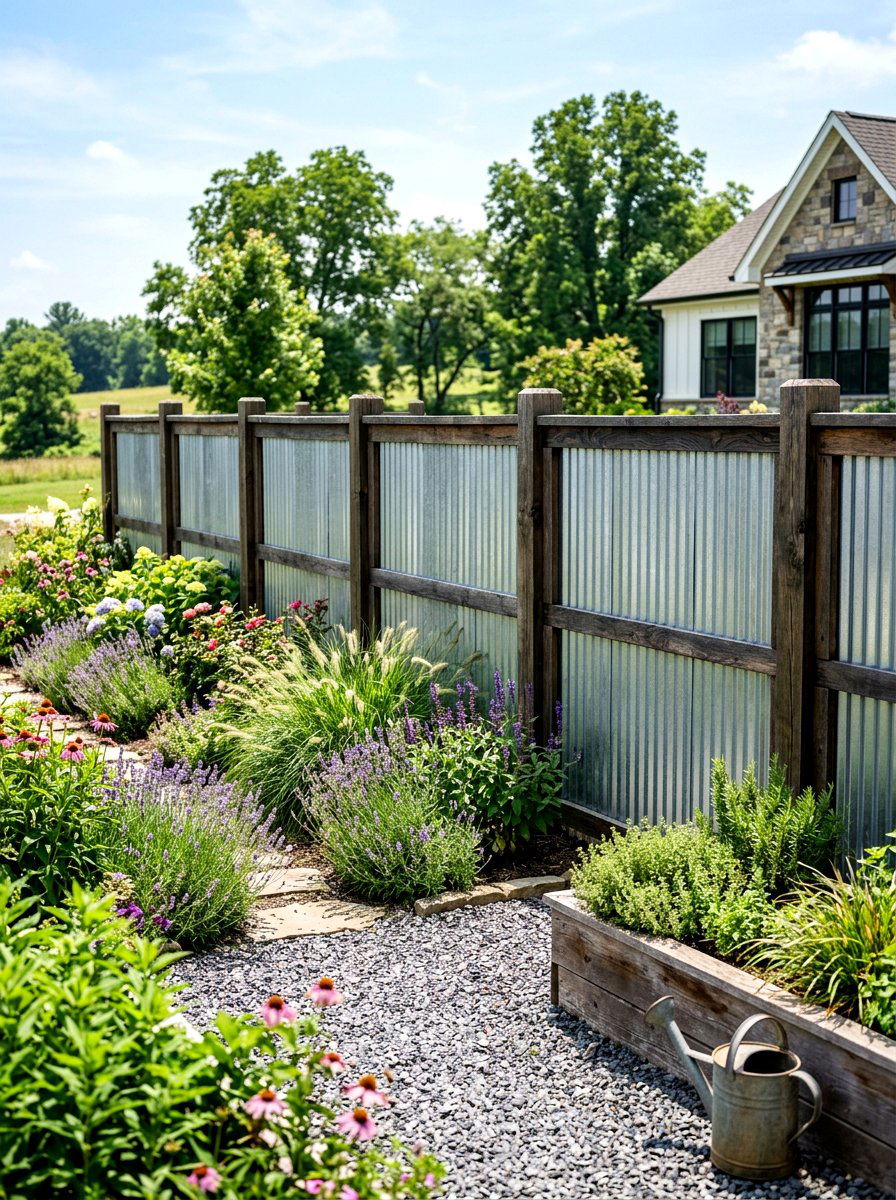 Corrugated Metal Fence - 30 modern fence ideas