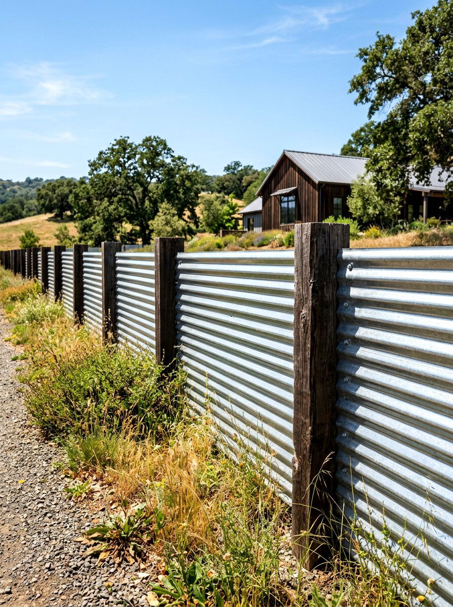 Corrugated Metal Fence - 30 AC unit landscaping ideas
