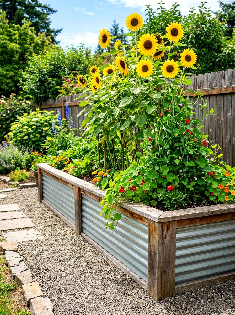 Corrugated Metal Garden Bed - 30 elevated garden bed ideas