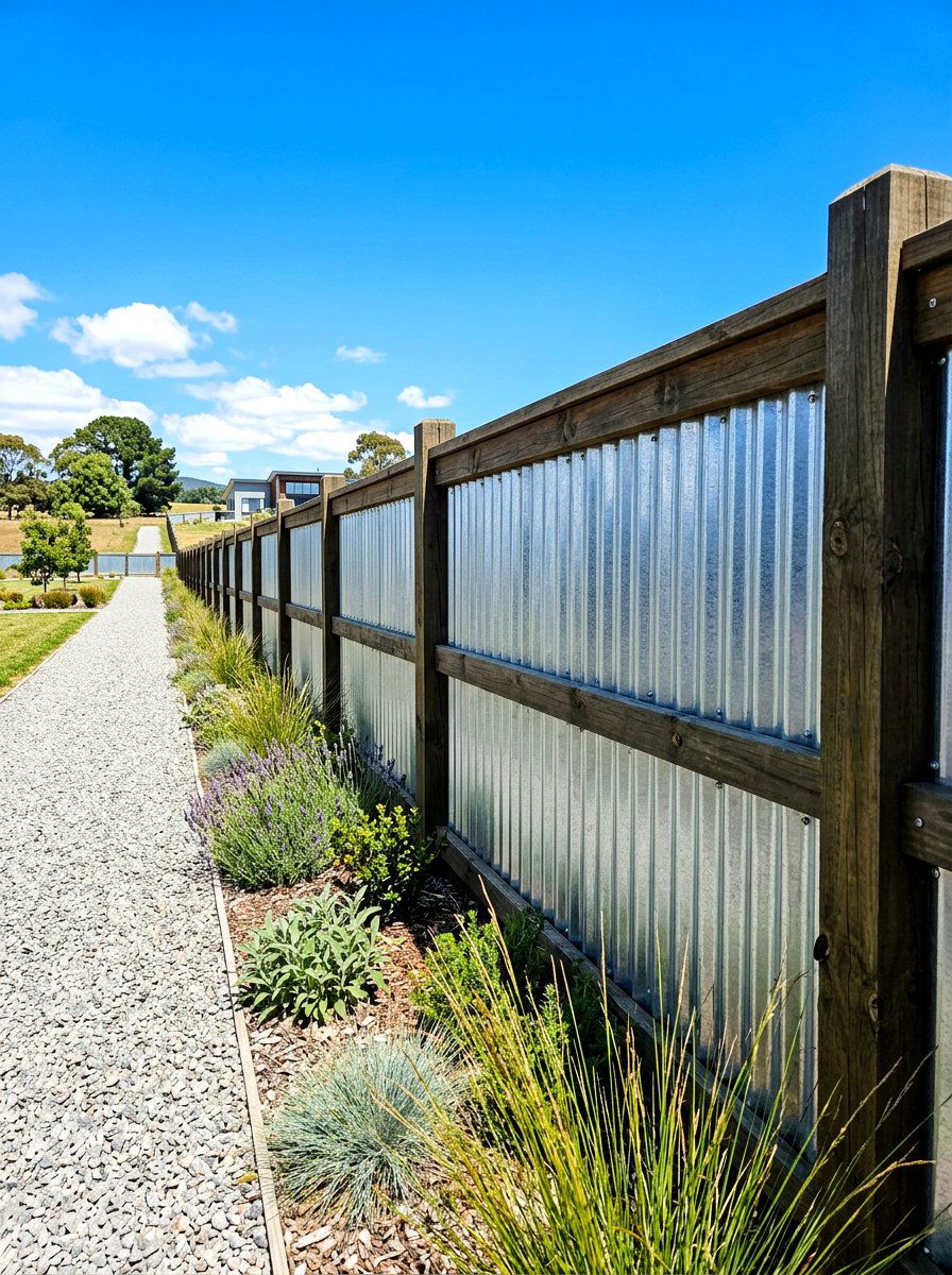 Corrugated Metal Panel - 30 garden fence ideas