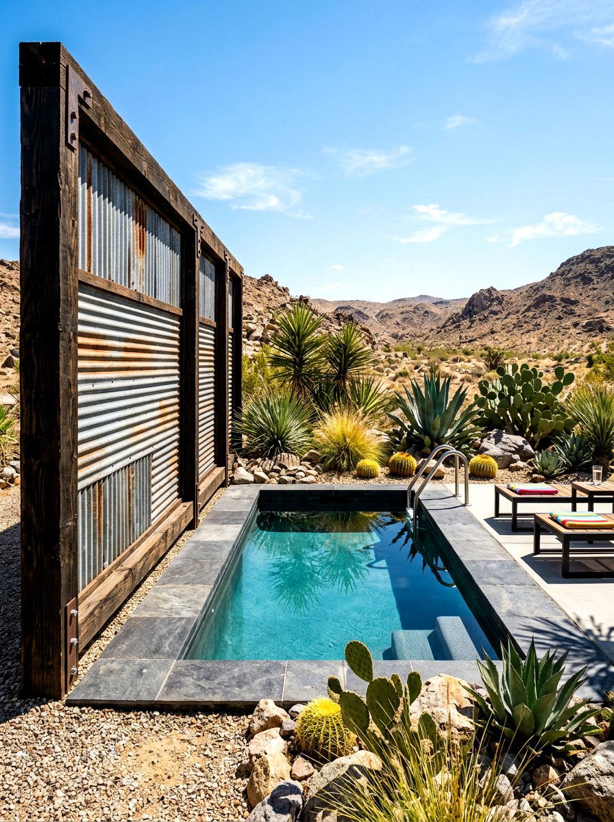 Corrugated Metal Panels - 30 poolside privacy screen ideas