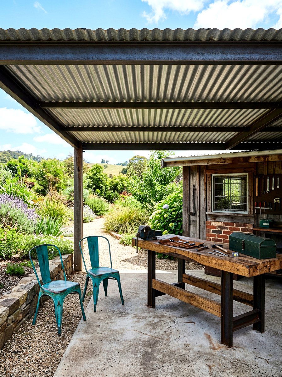 Corrugated Metal Pergola - 30 pergola shade ideas