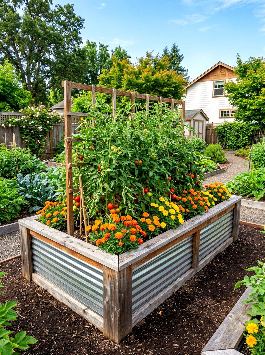 Corrugated Metal Raised Bed - 30 budget raised bed ideas