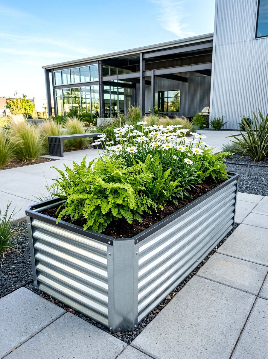 Corrugated Metal Raised Flower Bed - 30 raised flower bed ideas