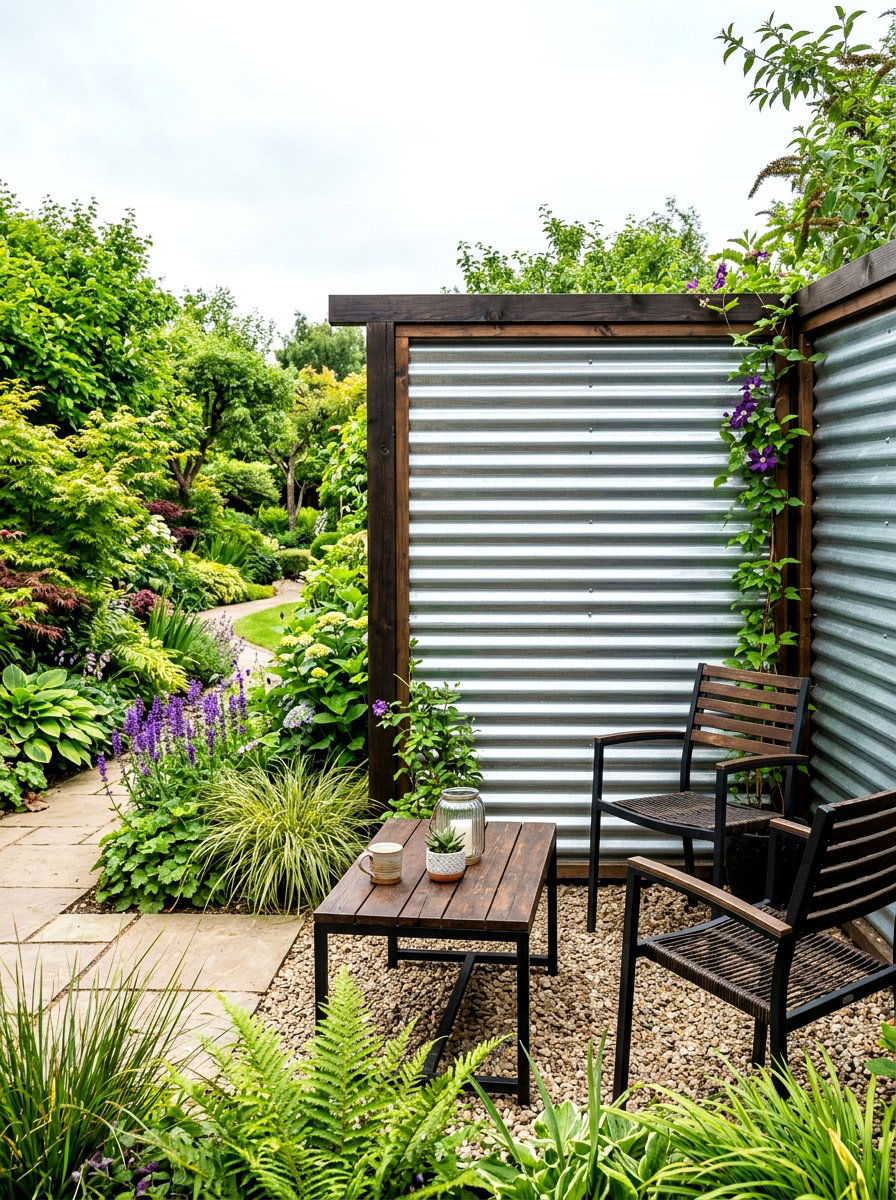 Corrugated Metal Screen - 30 trash enclosure privacy ideas