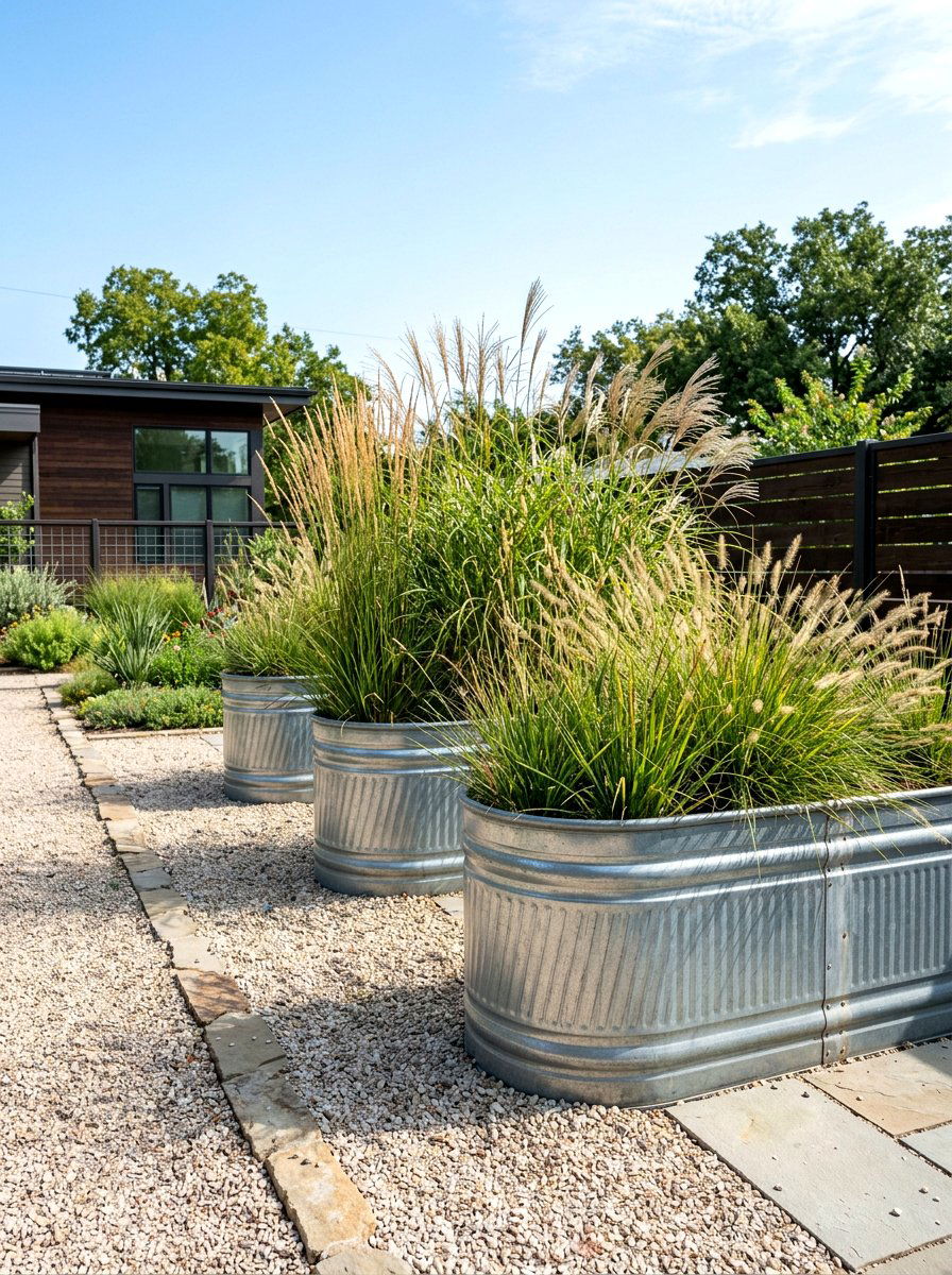 Corrugated Metal Troughs - 30 modern planter ideas
