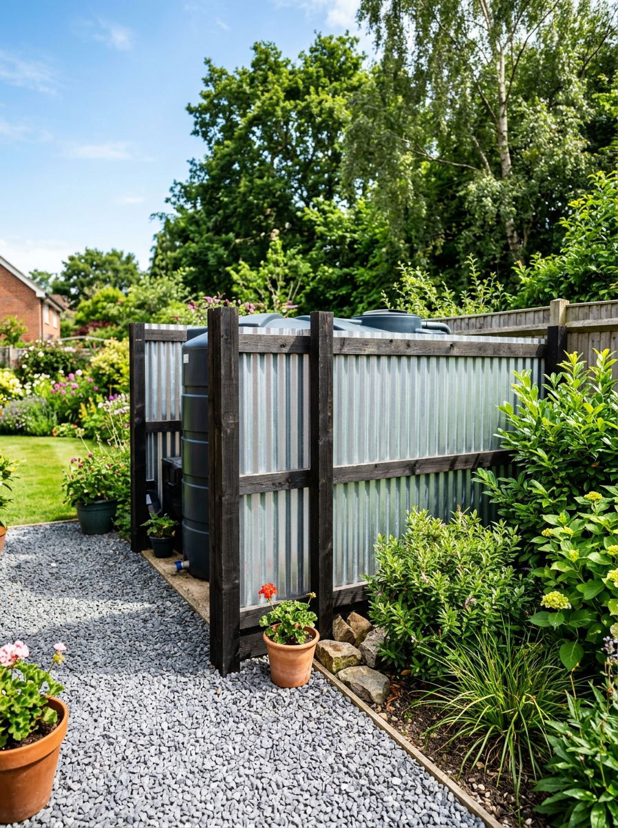 Corrugated Metal Utility Fence - 30 utility area screen ideas