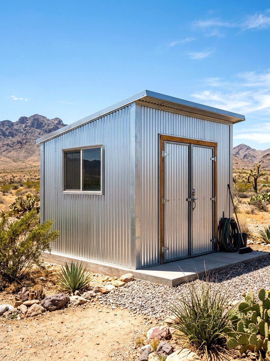 Corrugated Metal Utility Shed - 30 outdoor broom closet ideas