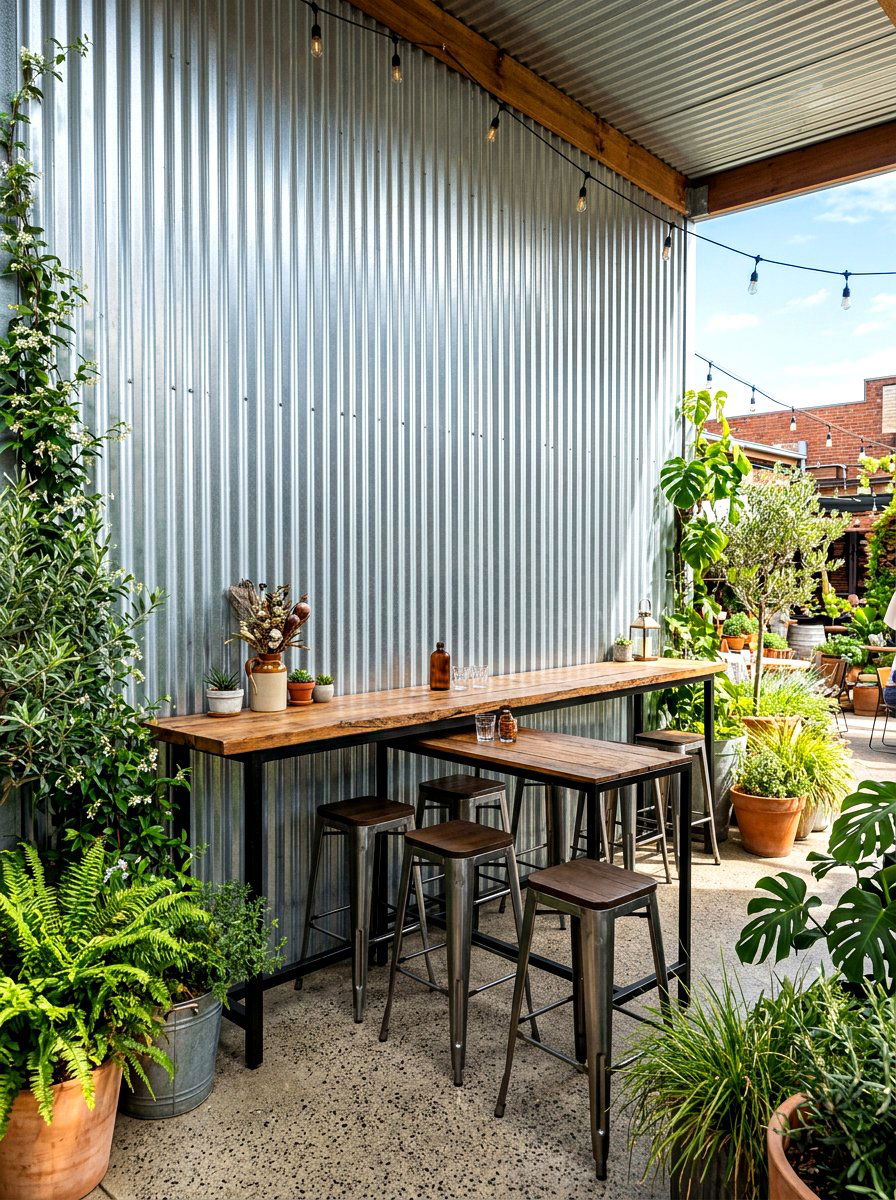 Corrugated Metal - 30 patio accent wall ideas