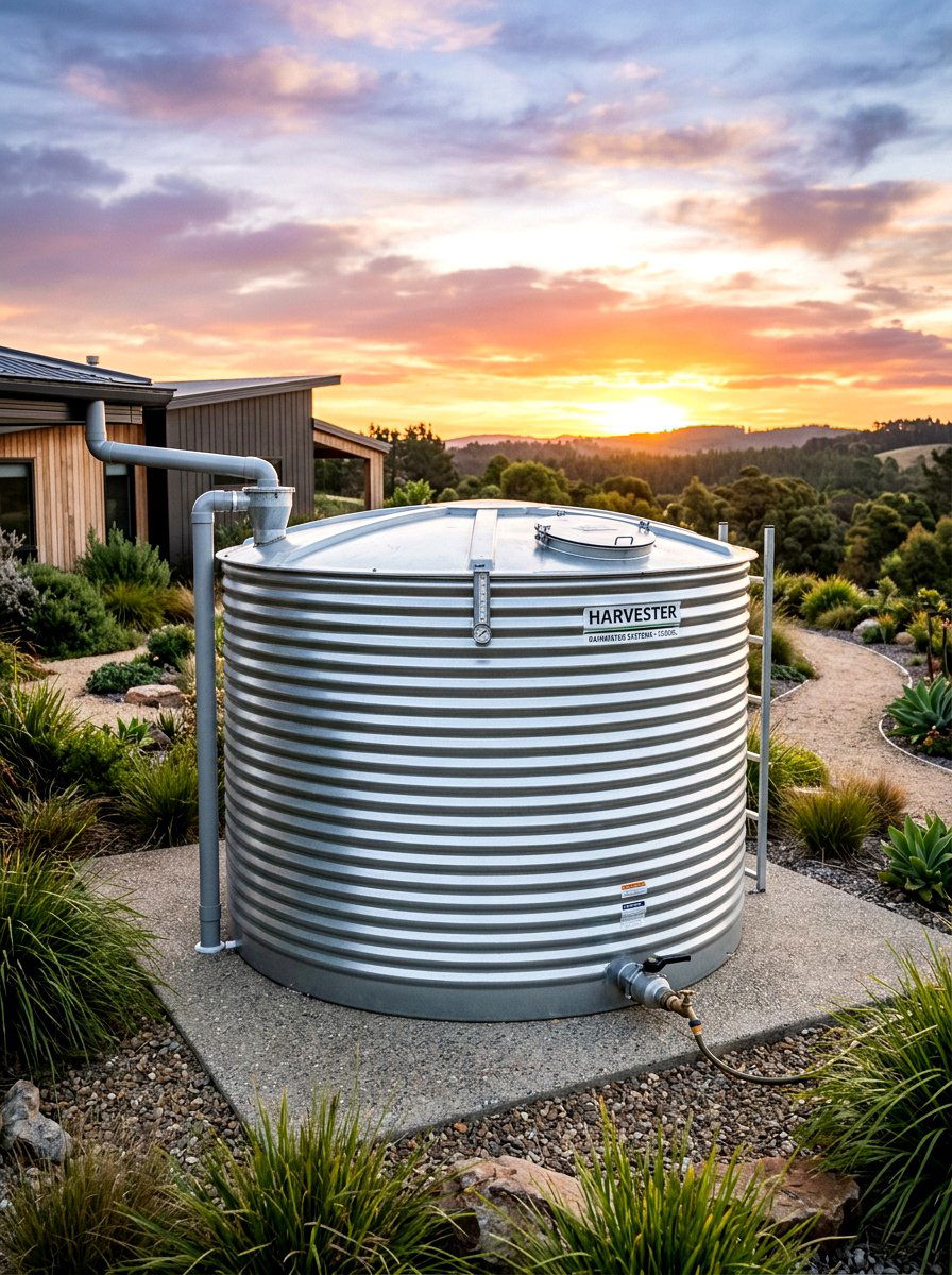 Corrugated Rainwater Tank - 30 rainwater collection ideas