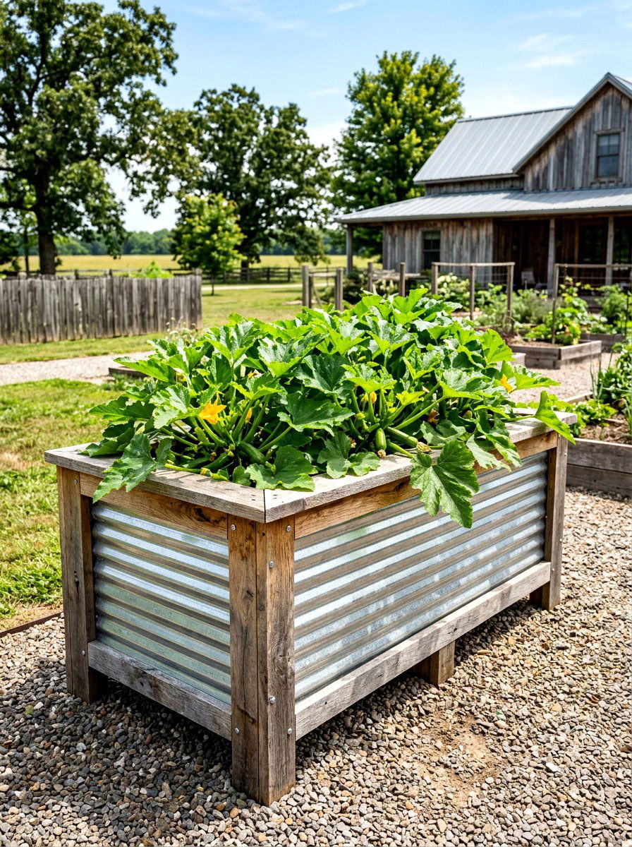 Corrugated Steel Planter - 30 raised kitchen garden ideas