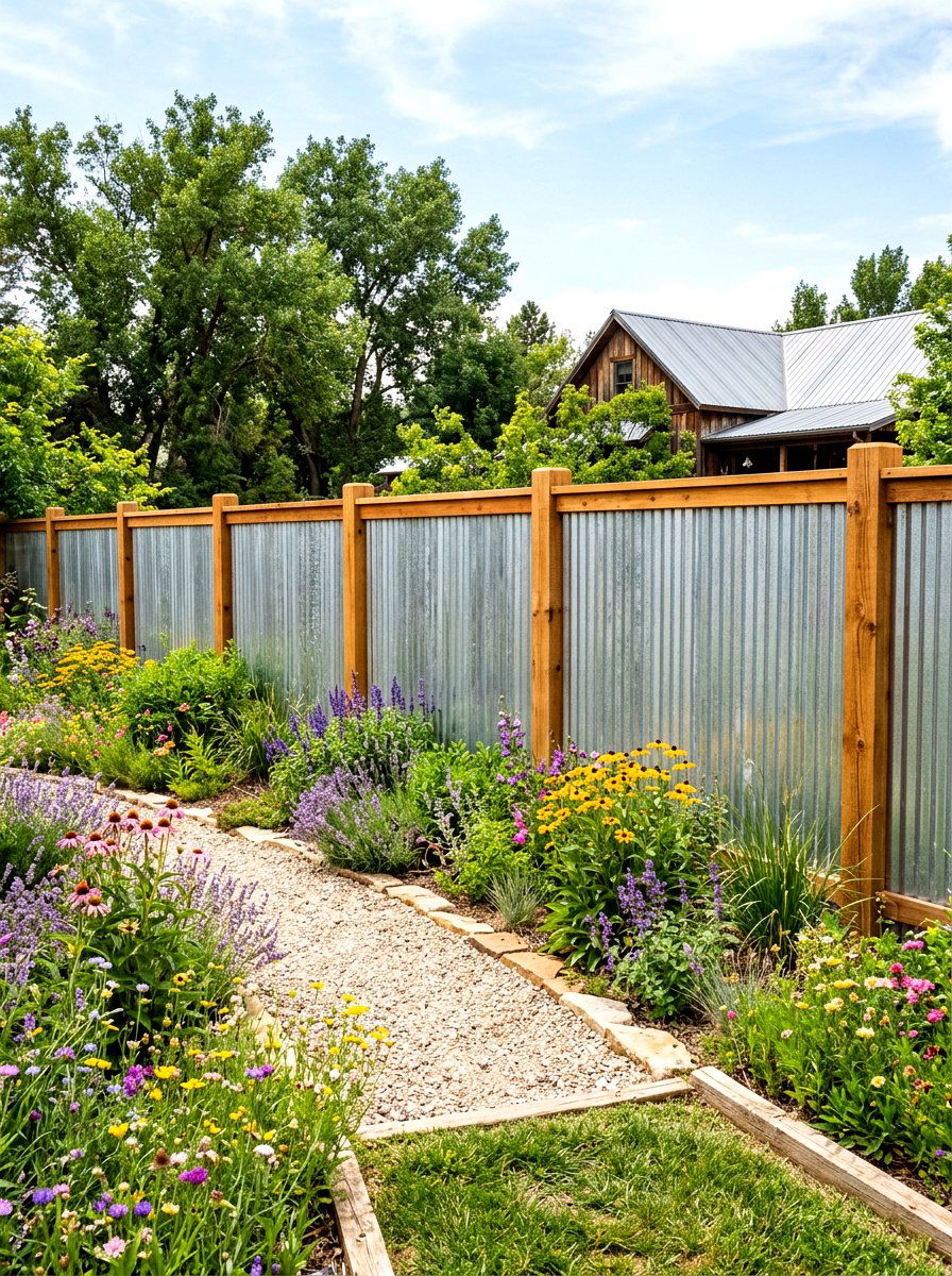 Corrugated Steel Privacy Fence - 30 metal fence ideas
