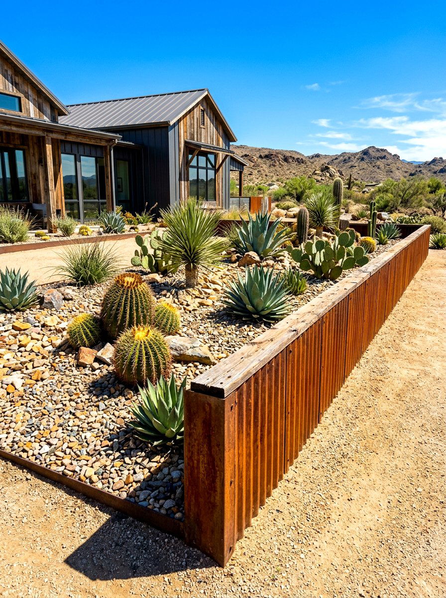 Corrugated metal border - 30 garden edging ideas