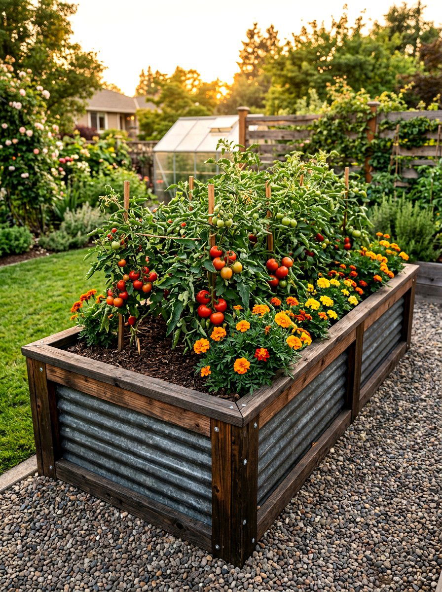 Corrugated metal garden bed - 30 modern raised bed ideas