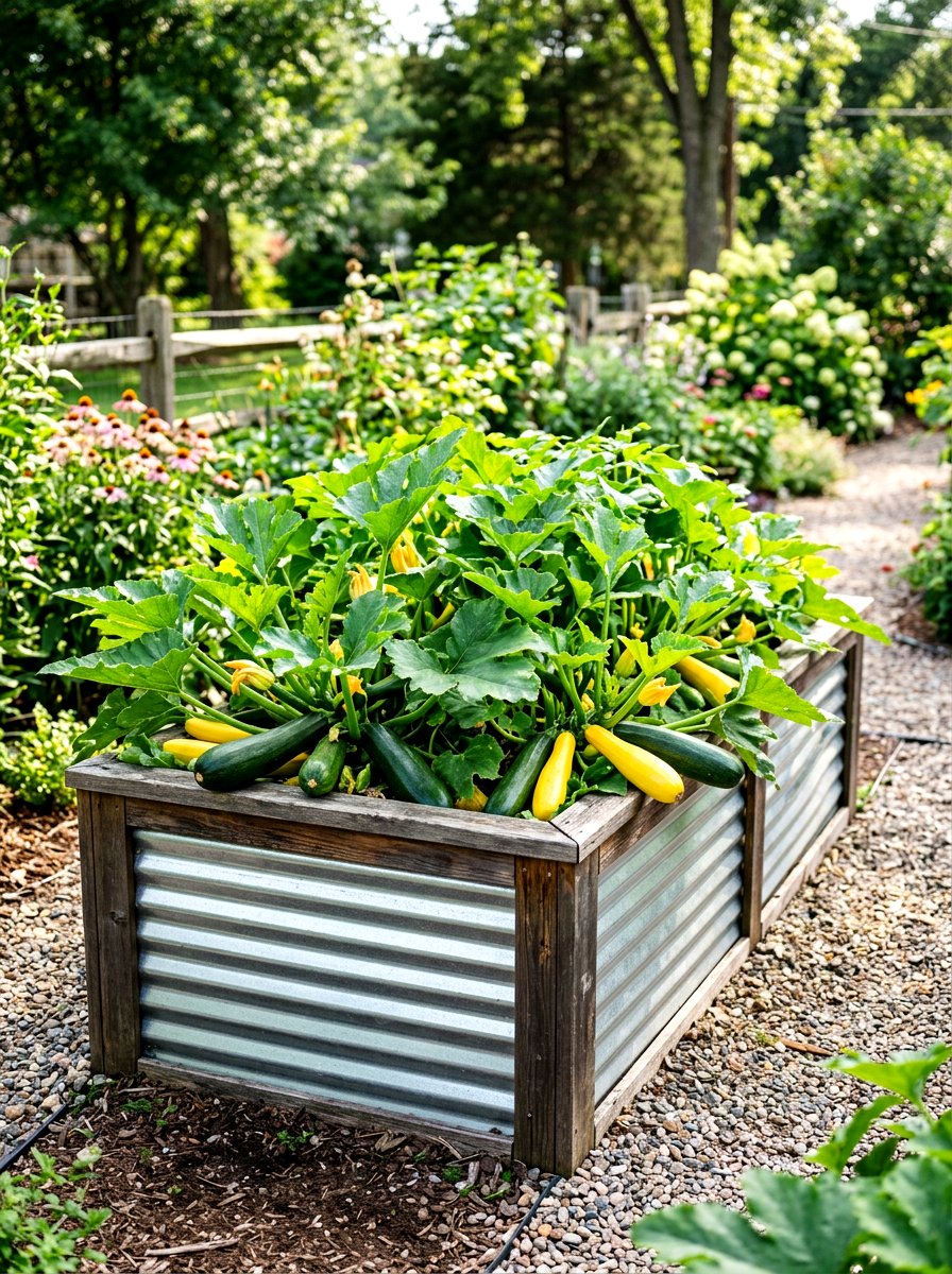 Corrugated metal garden beds - 30 raised vegetable garden ideas