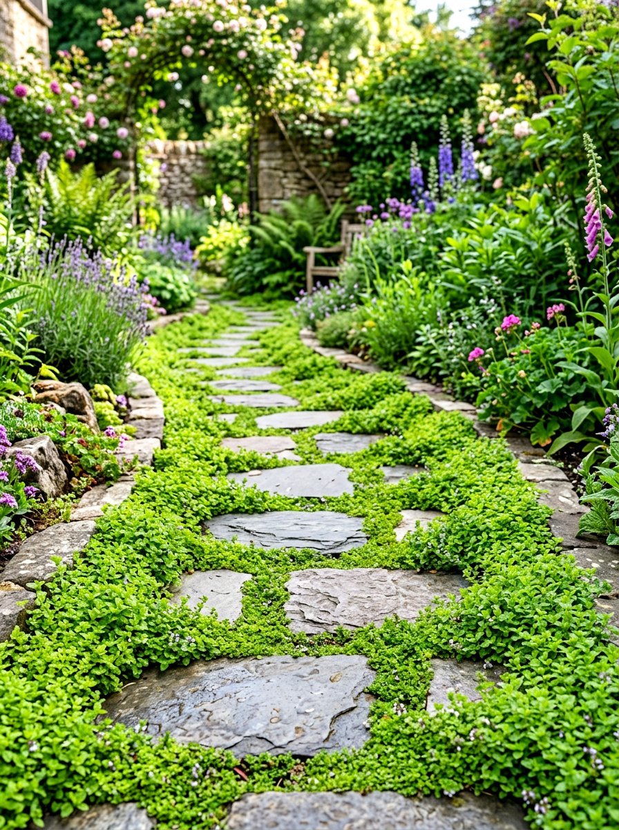 Corsican Mint Path - 30 no mow lawn garden ideas