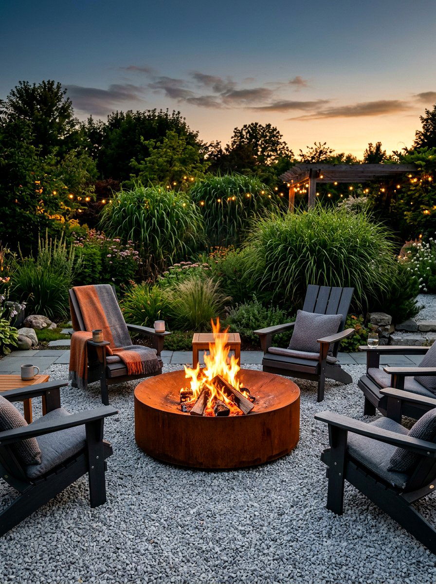 Corten Steel Fire Bowl - 30 modern fire pit ideas
