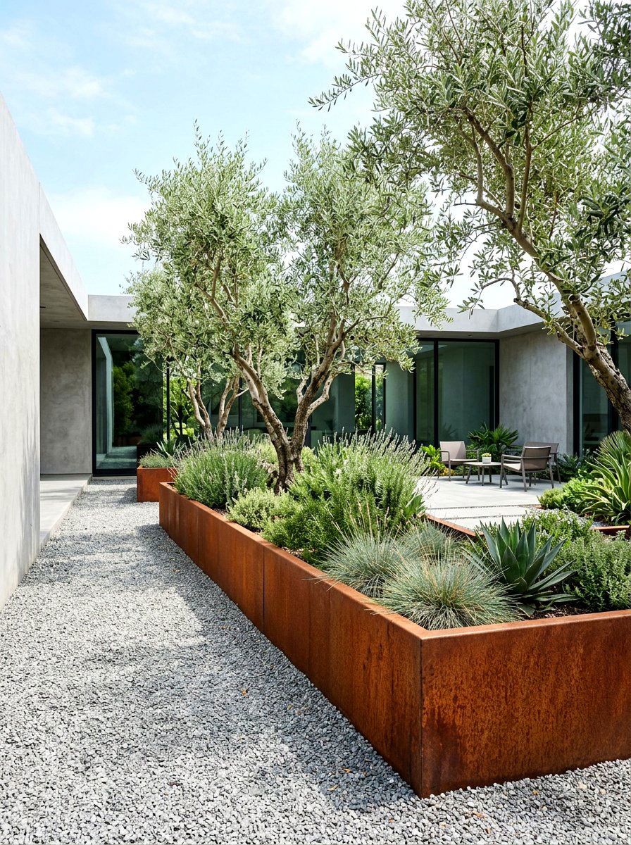 Corten Steel Garden Border - 30 raised bed border ideas