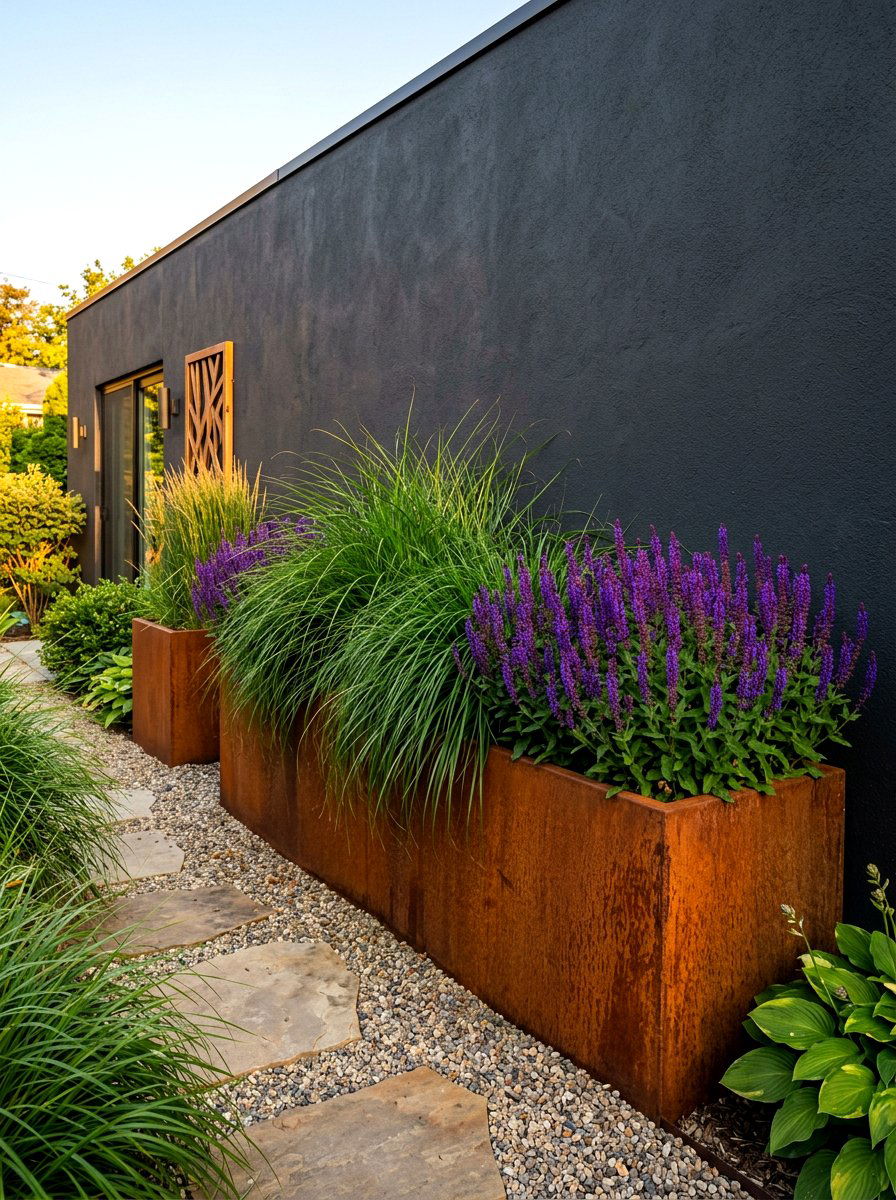 Corten Steel Garden Boxes - 30 modern container garden ideas