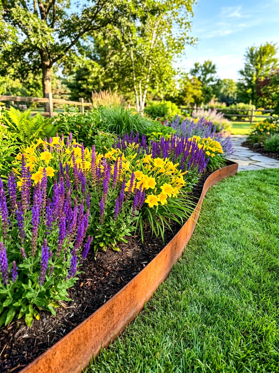 Corten Steel Garden Edging - 30 metal landscape edging ideas