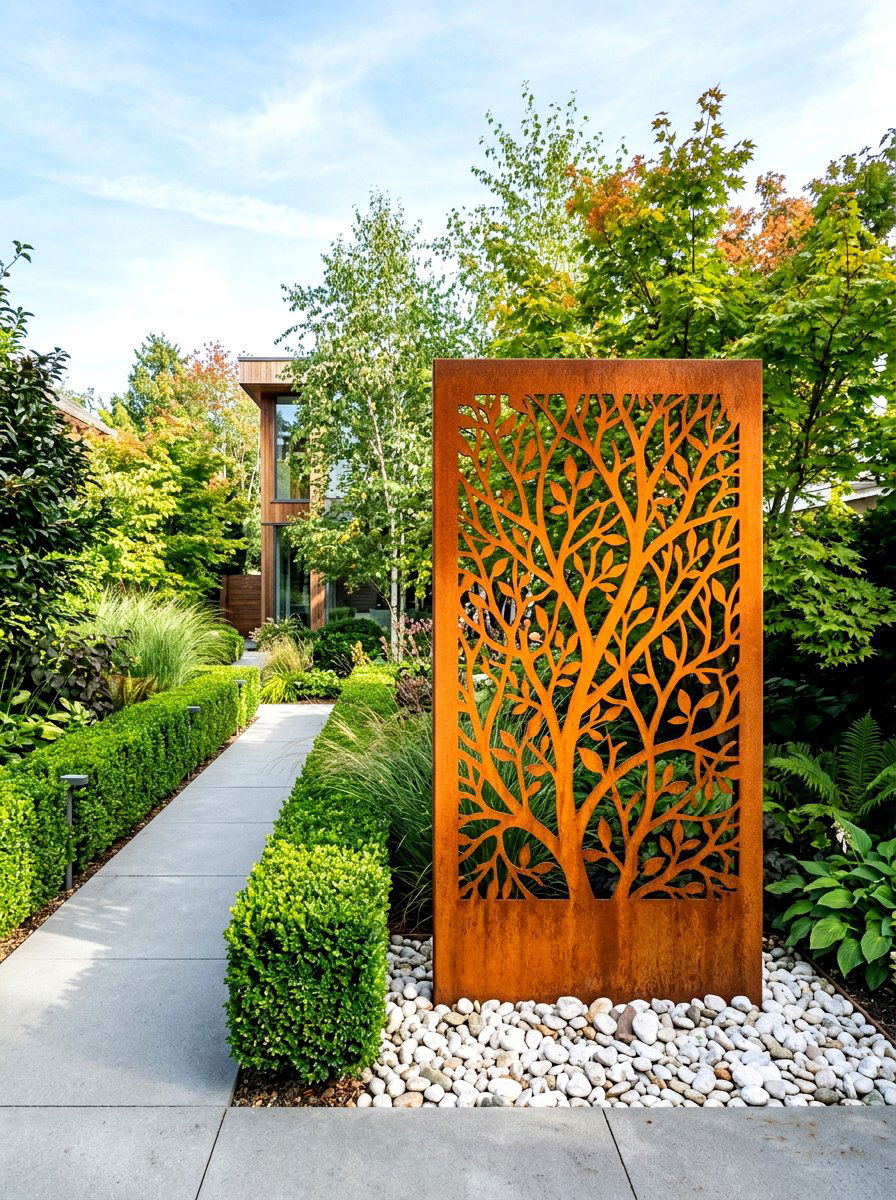 Corten Steel Garden Screen - 30 decorative privacy screen ideas