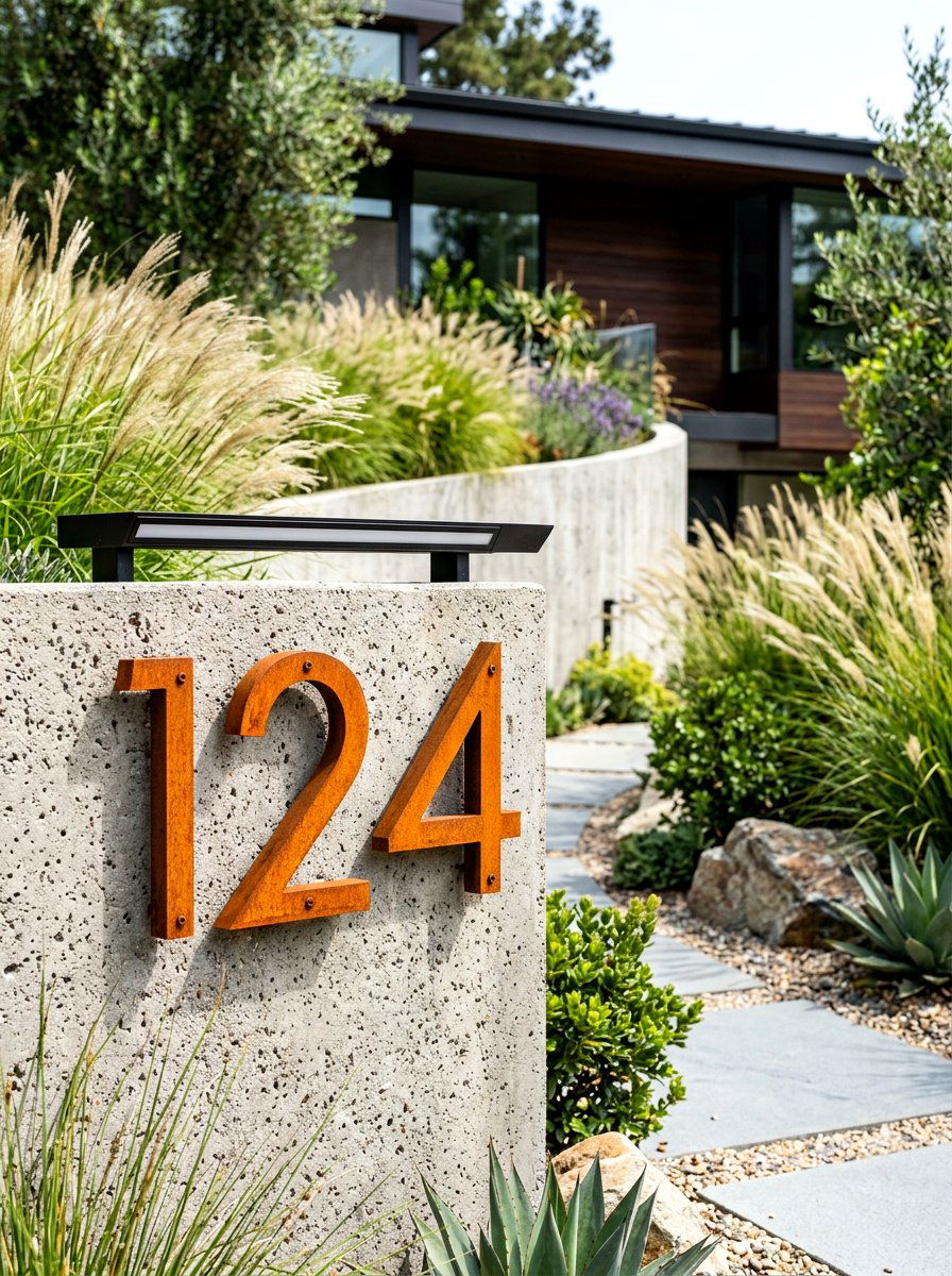 Corten Steel House Numbers - 30 house numbers curb appeal ideas