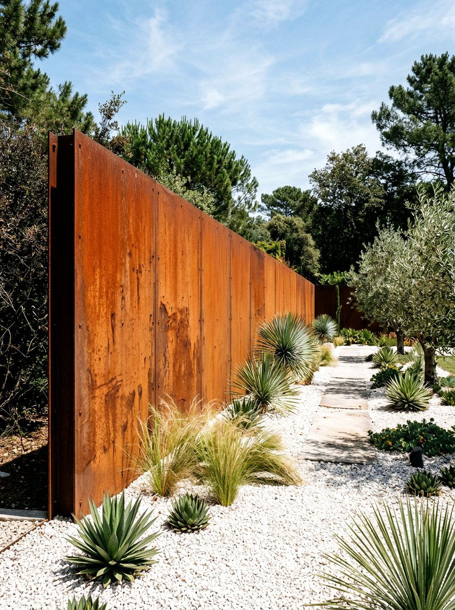 Corten Steel Panel - 30 privacy fence ideas