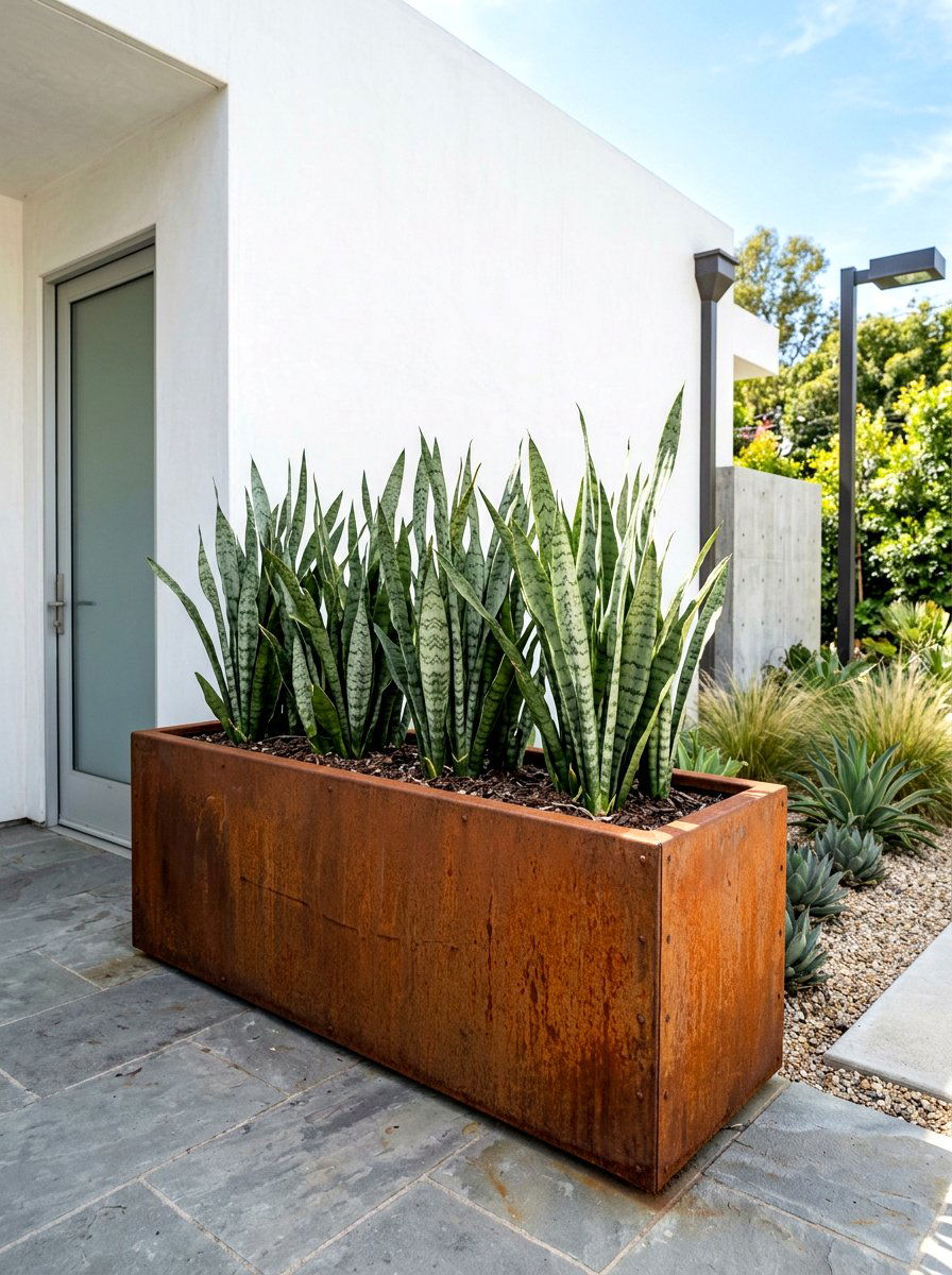 Corten Steel Planter - 30 modern front yard ideas