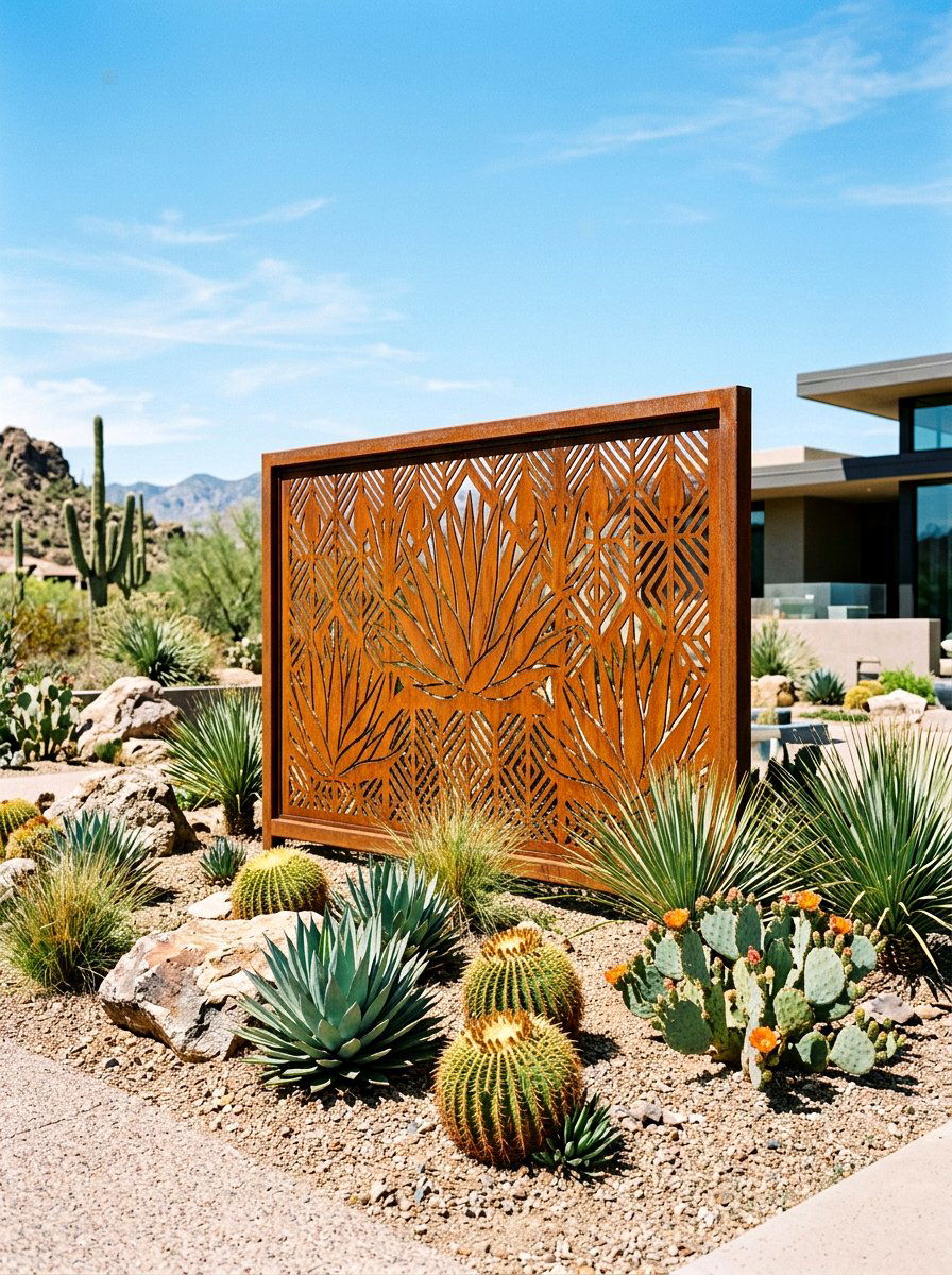 Corten Steel Privacy Screen - 30 front yard privacy ideas