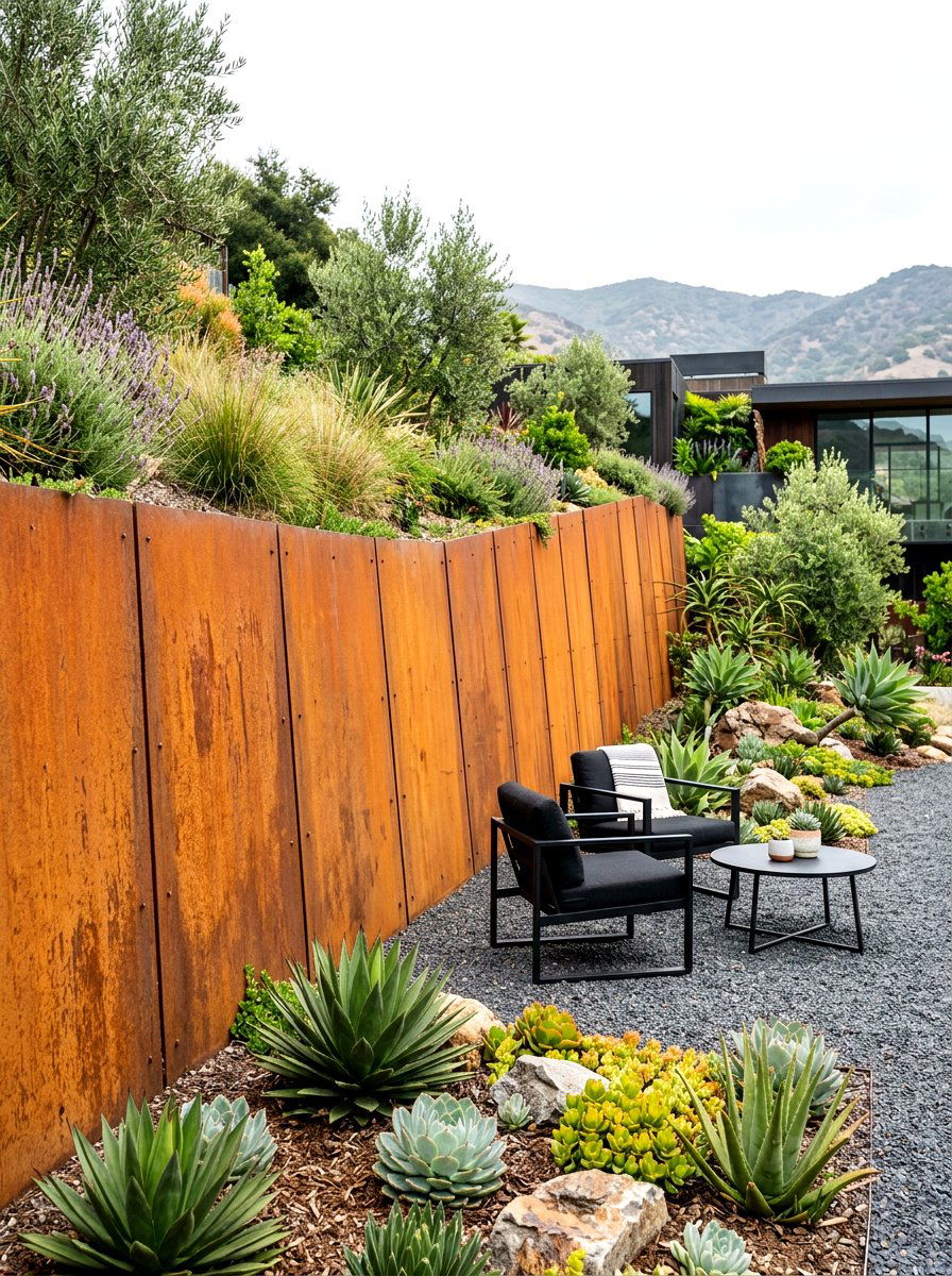 Corten Steel Retaining Wall - 30 retaining wall garden ideas