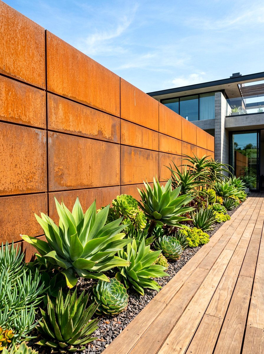Corten Steel Wall - 30 garden wall ideas