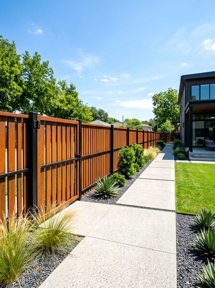 Corten steel fence panel - 30 corten steel backyard ideas
