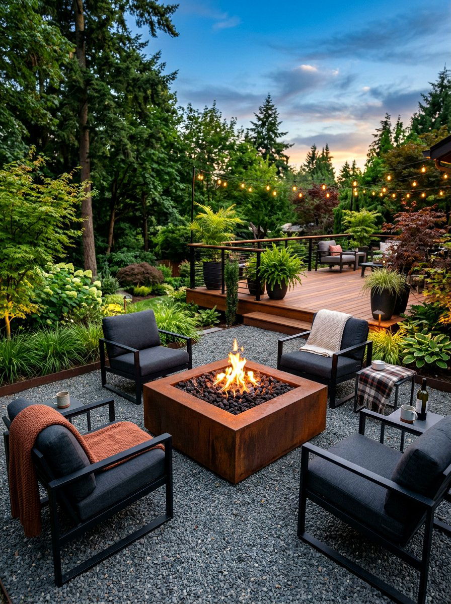 Corten steel fire pit - 30 corten steel backyard ideas
