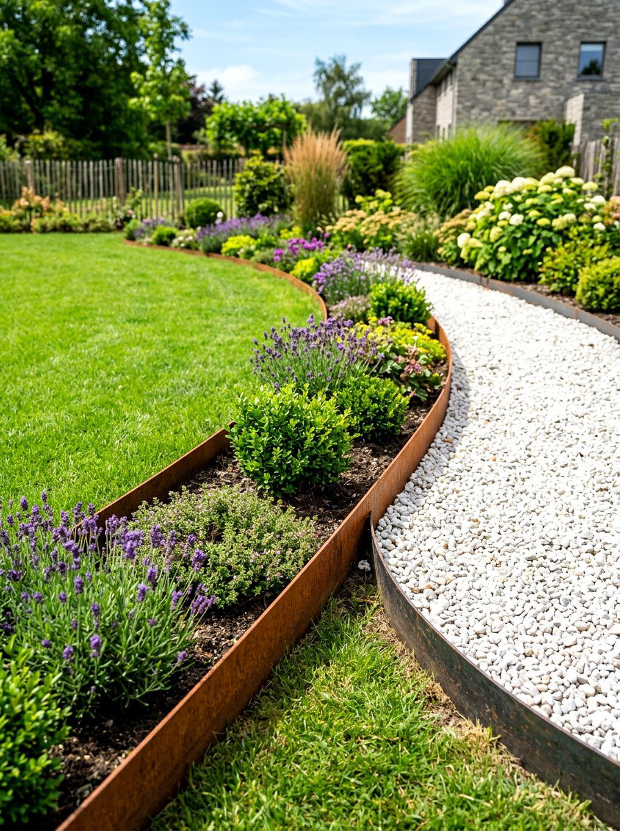Corten steel garden edging - 30 corten steel backyard ideas