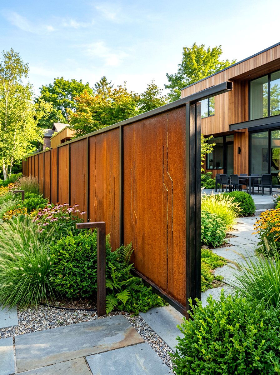 Corten steel garden fence - 30 vegetable garden fence ideas