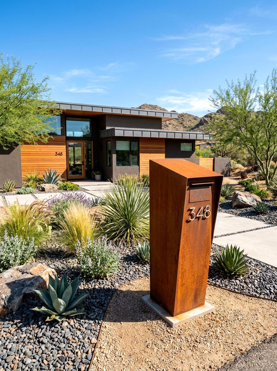 Corten steel mailbox - 30 modern mailbox ideas