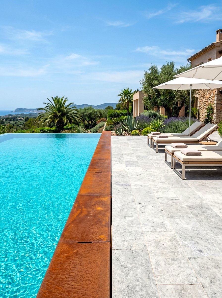 Corten steel pool surround - 30 corten steel backyard ideas