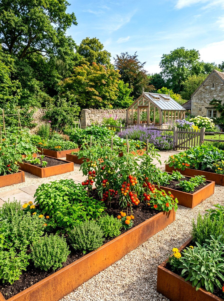 Corten steel raised bed - 30 corten steel backyard ideas