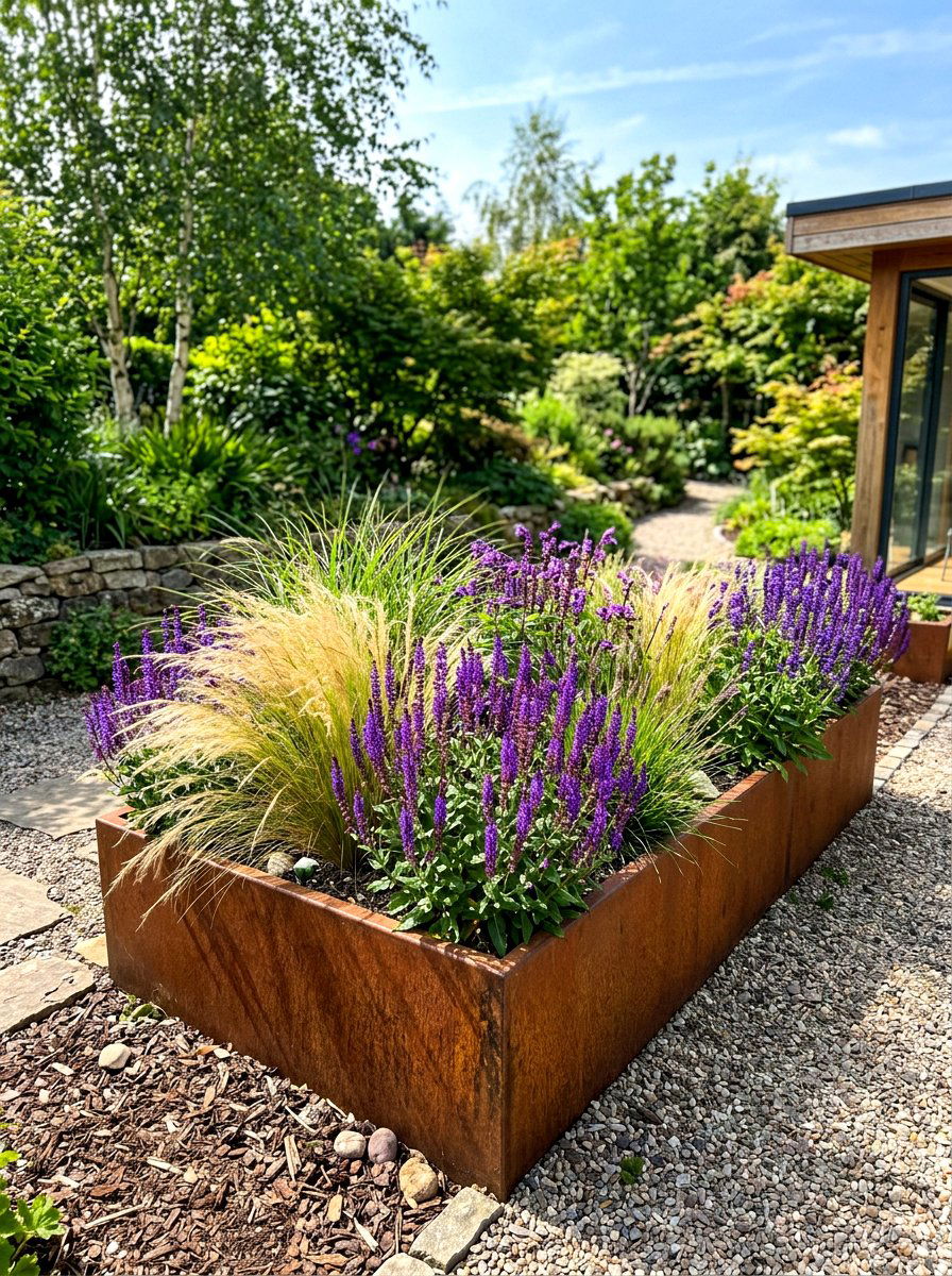 Corten steel raised bed - 30 modern raised bed ideas