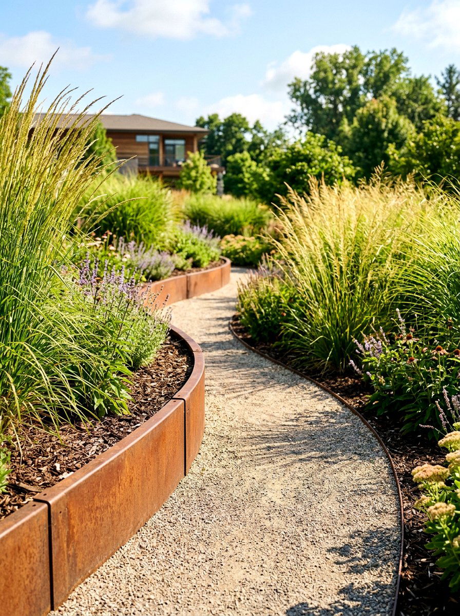 Corten steel walkway edging - 30 corten steel backyard ideas